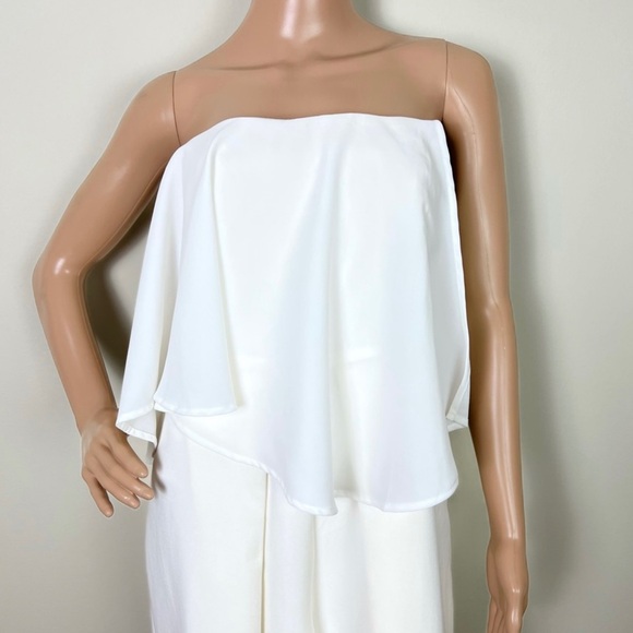 NEW FEW MODA WHITE STRAPLESS DRAPED JUMPSUIT - Picture 3 of 9